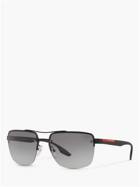 Prada Linea Rossa PS 60US Men's Square Sunglasses, Black/Grey